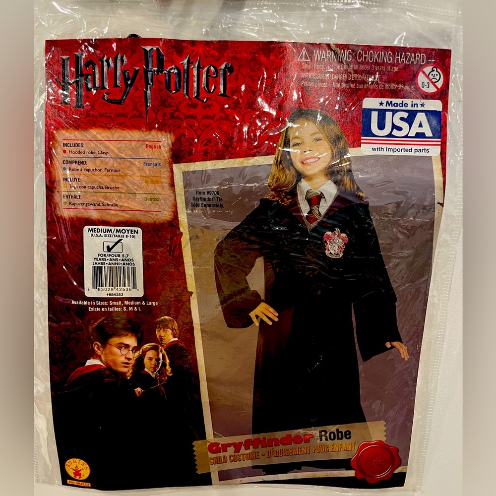 Harry Potter Child Costume - Gryffindor Robe plus accessories- Used- Child Sz M